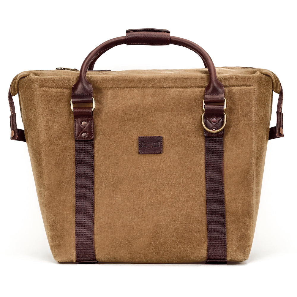 White Wing Waxed Canvas Large Cooler-Accessories > Beverage Carriers & Coolers > Waxed Canvas-Smoke-Brown-Mission Mercantile Leather Goods