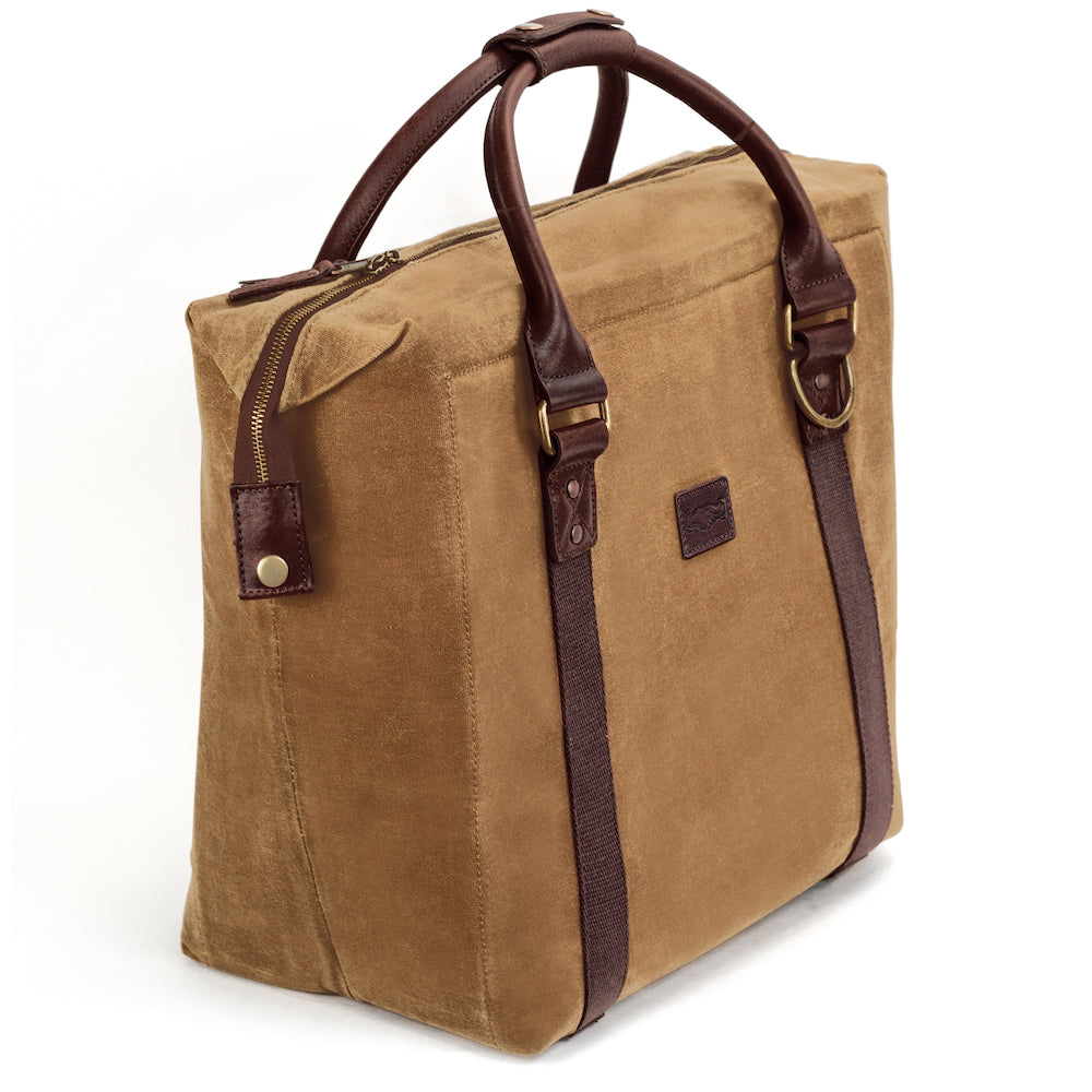 White Wing Waxed Canvas Large Cooler-Accessories > Beverage Carriers & Coolers > Waxed Canvas-Smoke-Brown-Mission Mercantile Leather Goods