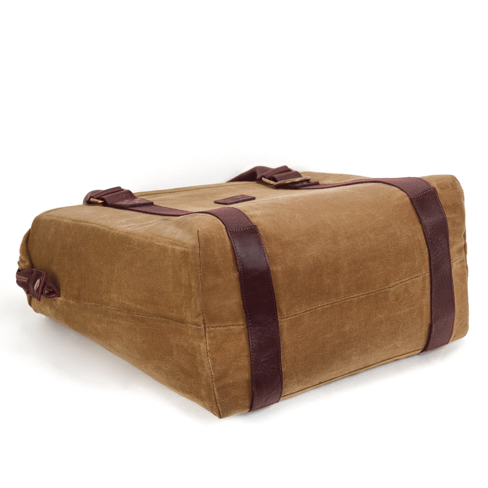 White Wing Waxed Canvas Large Cooler-Accessories > Beverage Carriers & Coolers > Waxed Canvas-Smoke-Brown-Mission Mercantile Leather Goods