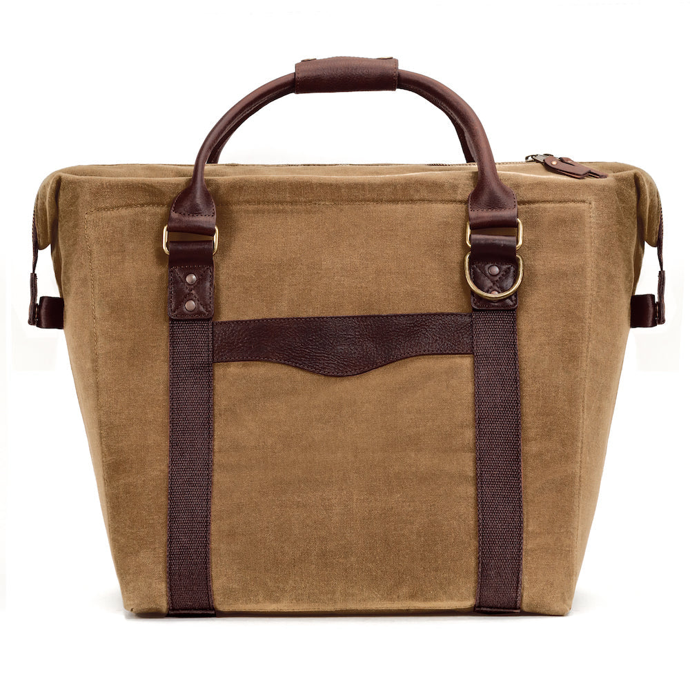 White Wing Waxed Canvas Large Cooler-Accessories > Beverage Carriers & Coolers > Waxed Canvas-Smoke-Brown-Mission Mercantile Leather Goods