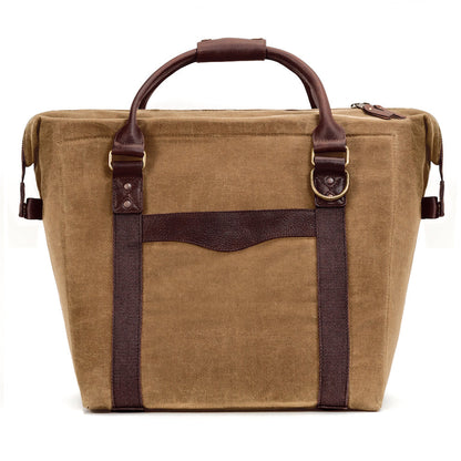 White Wing Waxed Canvas Large Cooler-Accessories > Beverage Carriers & Coolers > Waxed Canvas-Smoke-Brown-Mission Mercantile Leather Goods