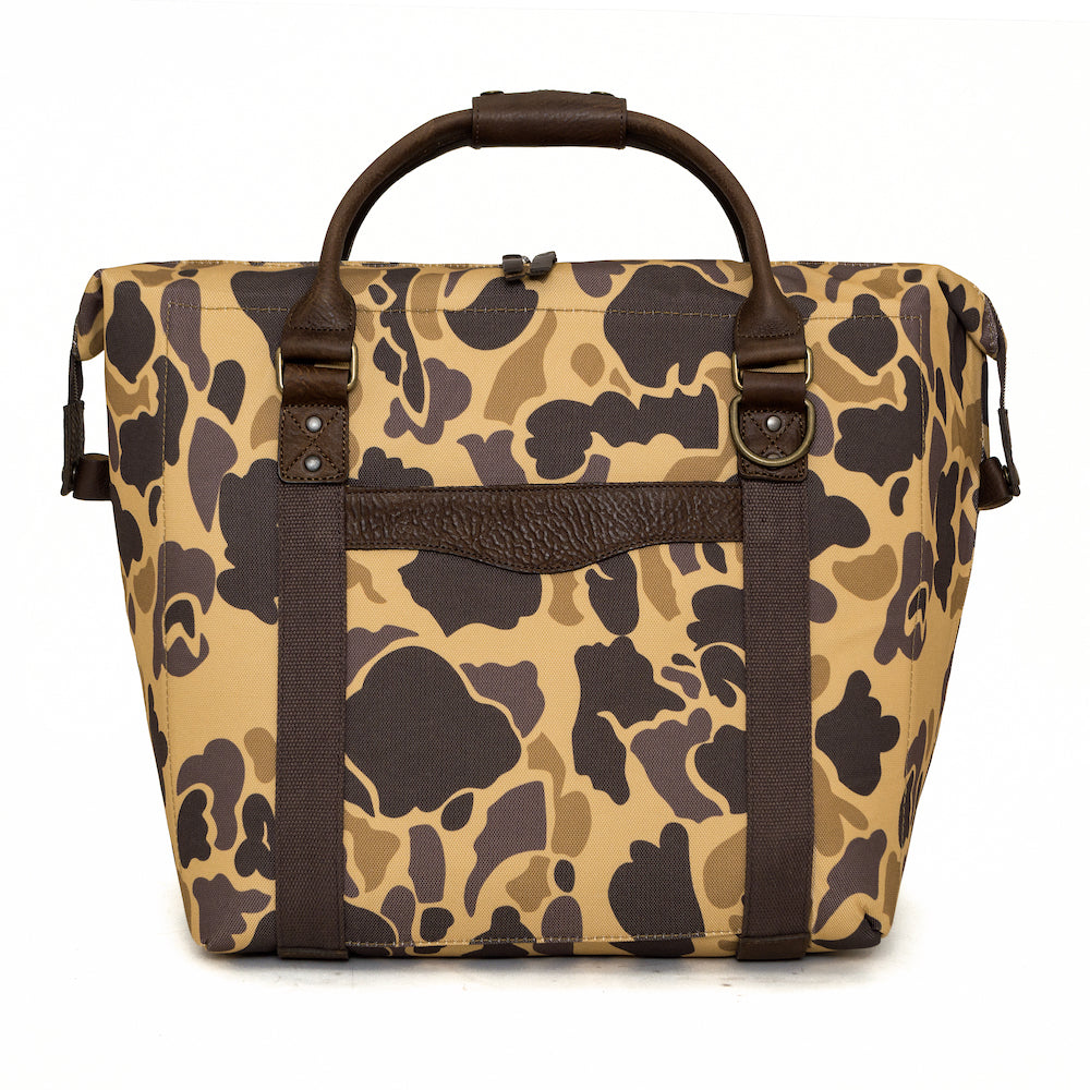 White Wing Waxed Canvas Large Cooler-Accessories > Beverage Carriers & Coolers > Waxed Canvas-Smoke-Vintage-Camo-Mission Mercantile Leather Goods