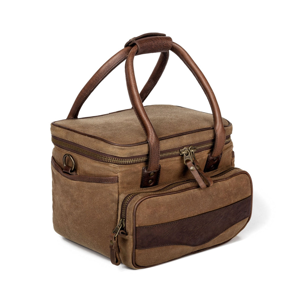 White Wing Waxed Canvas Scout Cooler-Accessories > Beverage Carriers & Coolers > Waxed Canvas-Smoke-Brown-Mission Mercantile Leather Goods