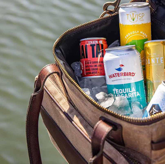 White Wing Waxed Canvas Scout Cooler-Accessories > Beverage Carriers & Coolers > Waxed Canvas-Smoke-Brown-Mission Mercantile Leather Goods