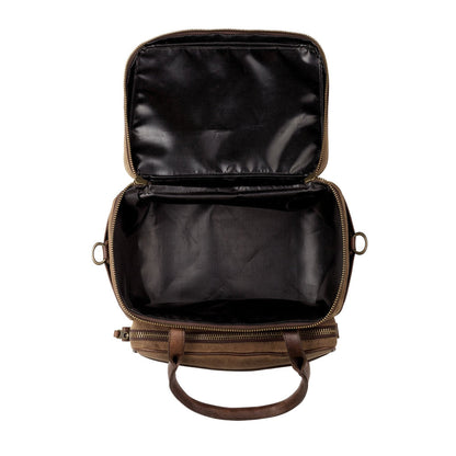 White Wing Waxed Canvas Scout Cooler-Accessories > Beverage Carriers & Coolers > Waxed Canvas-Smoke-Brown-Mission Mercantile Leather Goods