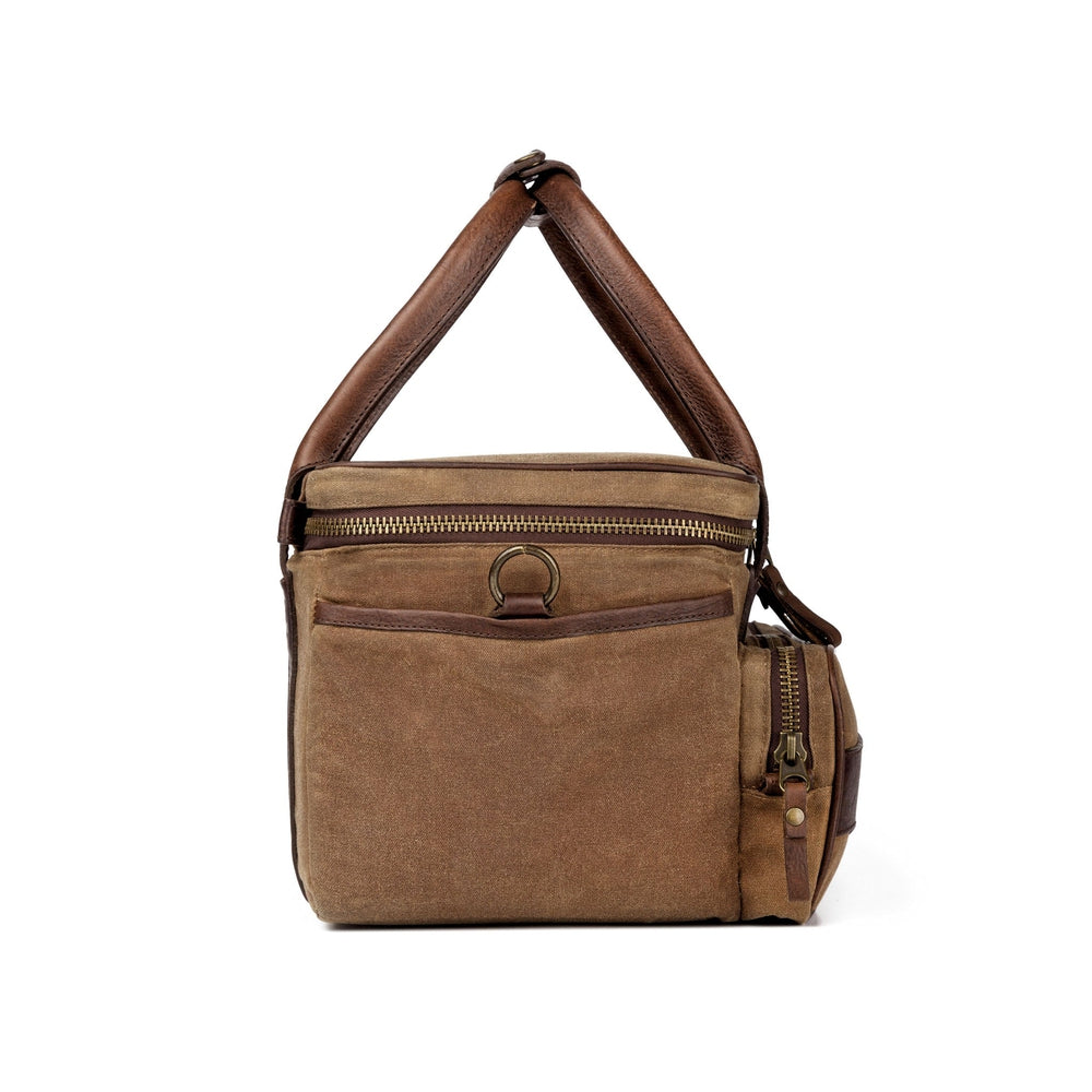 White Wing Waxed Canvas Scout Cooler-Accessories > Beverage Carriers & Coolers > Waxed Canvas-Smoke-Brown-Mission Mercantile Leather Goods