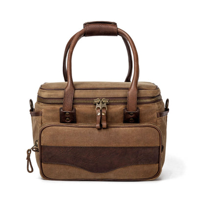 White Wing Waxed Canvas Scout Cooler-Accessories > Beverage Carriers & Coolers > Waxed Canvas-Smoke-Brown-Mission Mercantile Leather Goods