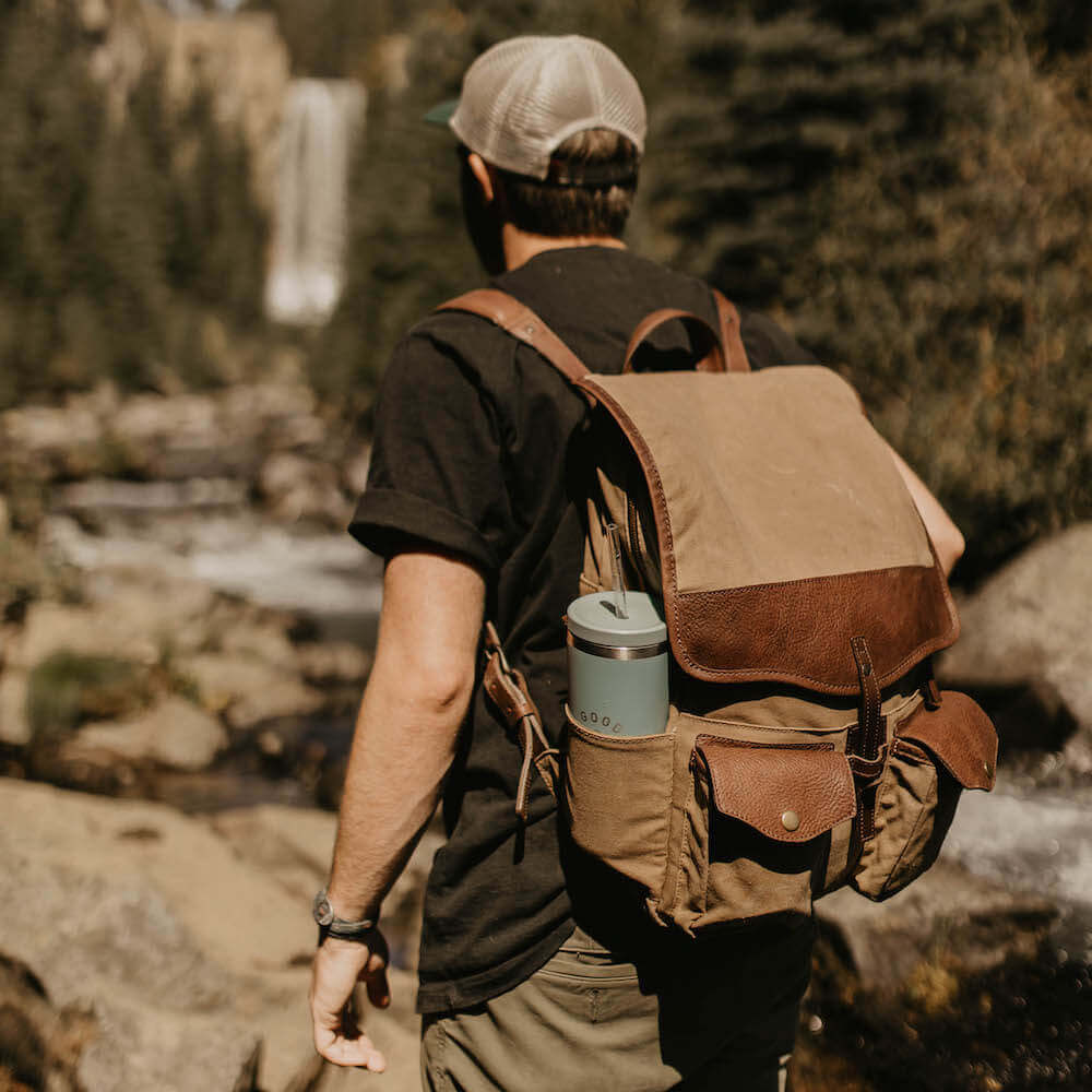 Campaign Waxed Canvas Leather Backpack-Bags > Backpack > Waxed Canvas-Smoke-Brown-Mission Mercantile Leather Goods