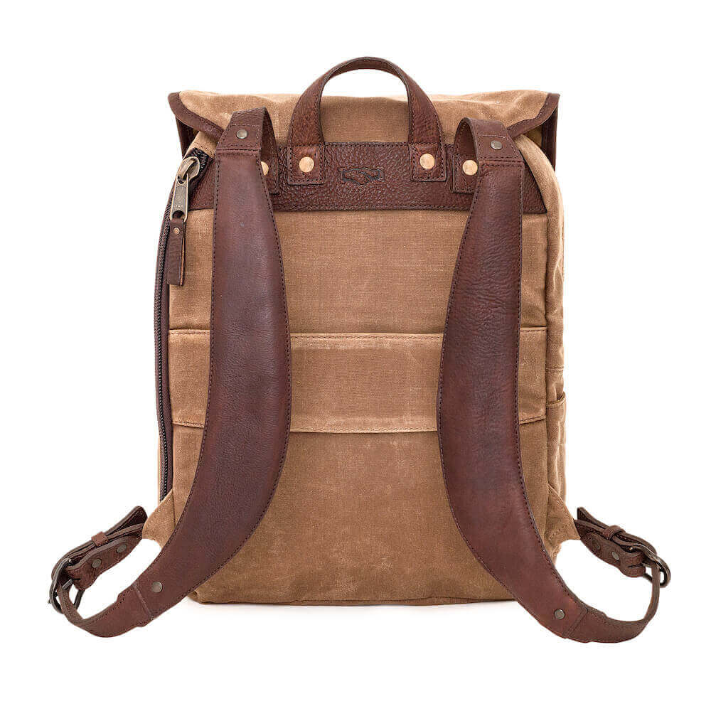 Campaign Waxed Canvas Leather Backpack-Bags > Backpack > Waxed Canvas-Smoke-Brown-Mission Mercantile Leather Goods