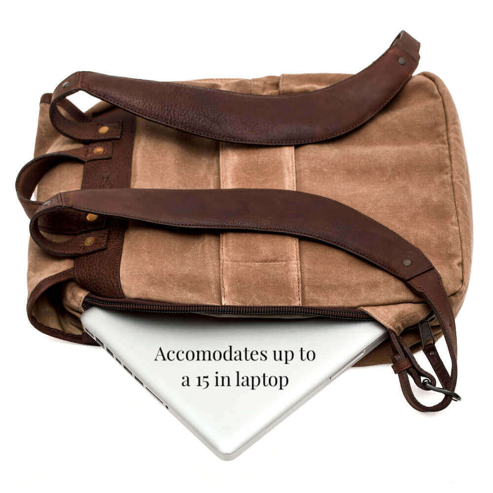 Campaign Waxed Canvas Leather Backpack-Bags > Backpack > Waxed Canvas-Smoke-Brown-Mission Mercantile Leather Goods