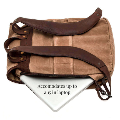 Campaign Waxed Canvas Leather Backpack-Bags > Backpack > Waxed Canvas-Smoke-Brown-Mission Mercantile Leather Goods