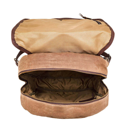 Campaign Waxed Canvas Leather Backpack-Bags > Backpack > Waxed Canvas-Smoke-Brown-Mission Mercantile Leather Goods