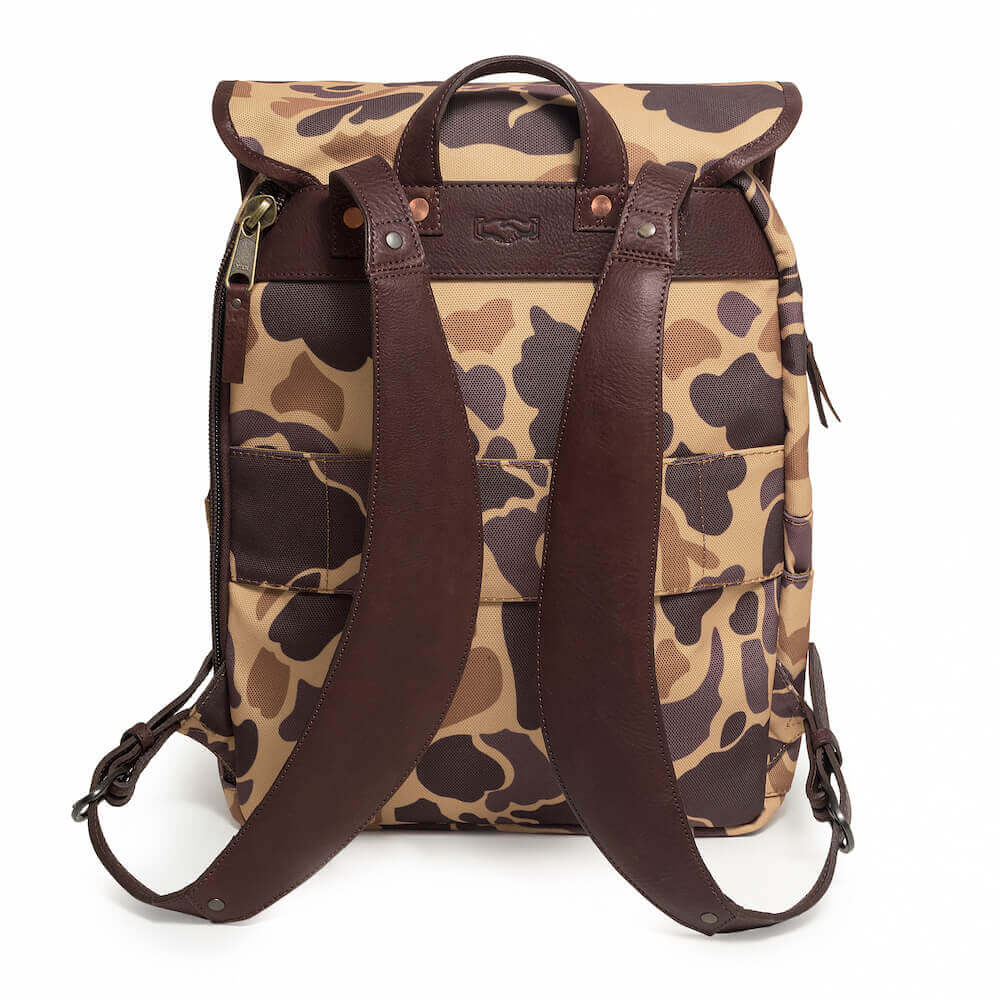 Campaign Waxed Canvas Leather Backpack-Bags > Backpack > Waxed Canvas-Smoke-Vintage Camo-Mission Mercantile Leather Goods