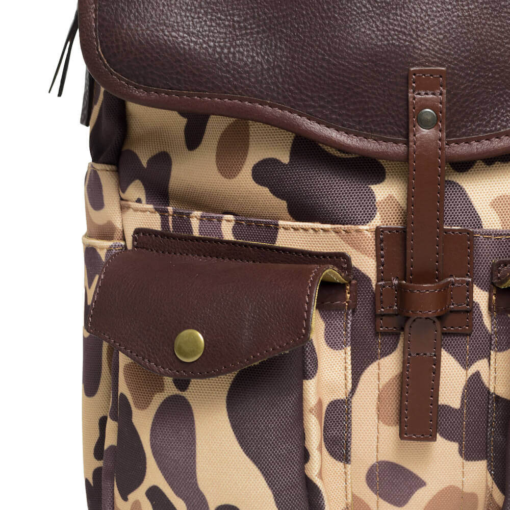 Campaign Waxed Canvas Leather Backpack-Bags > Backpack > Waxed Canvas-Smoke-Vintage Camo-Mission Mercantile Leather Goods