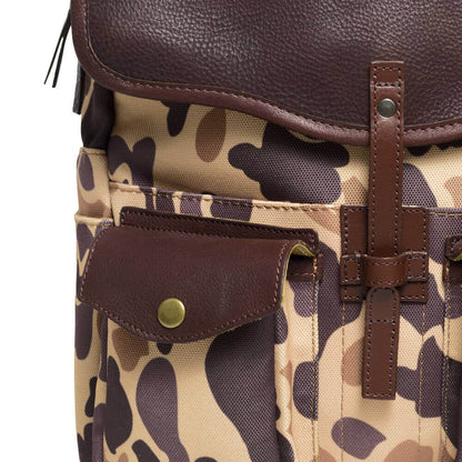 Campaign Waxed Canvas Leather Backpack-Bags > Backpack > Waxed Canvas-Smoke-Vintage Camo-Mission Mercantile Leather Goods