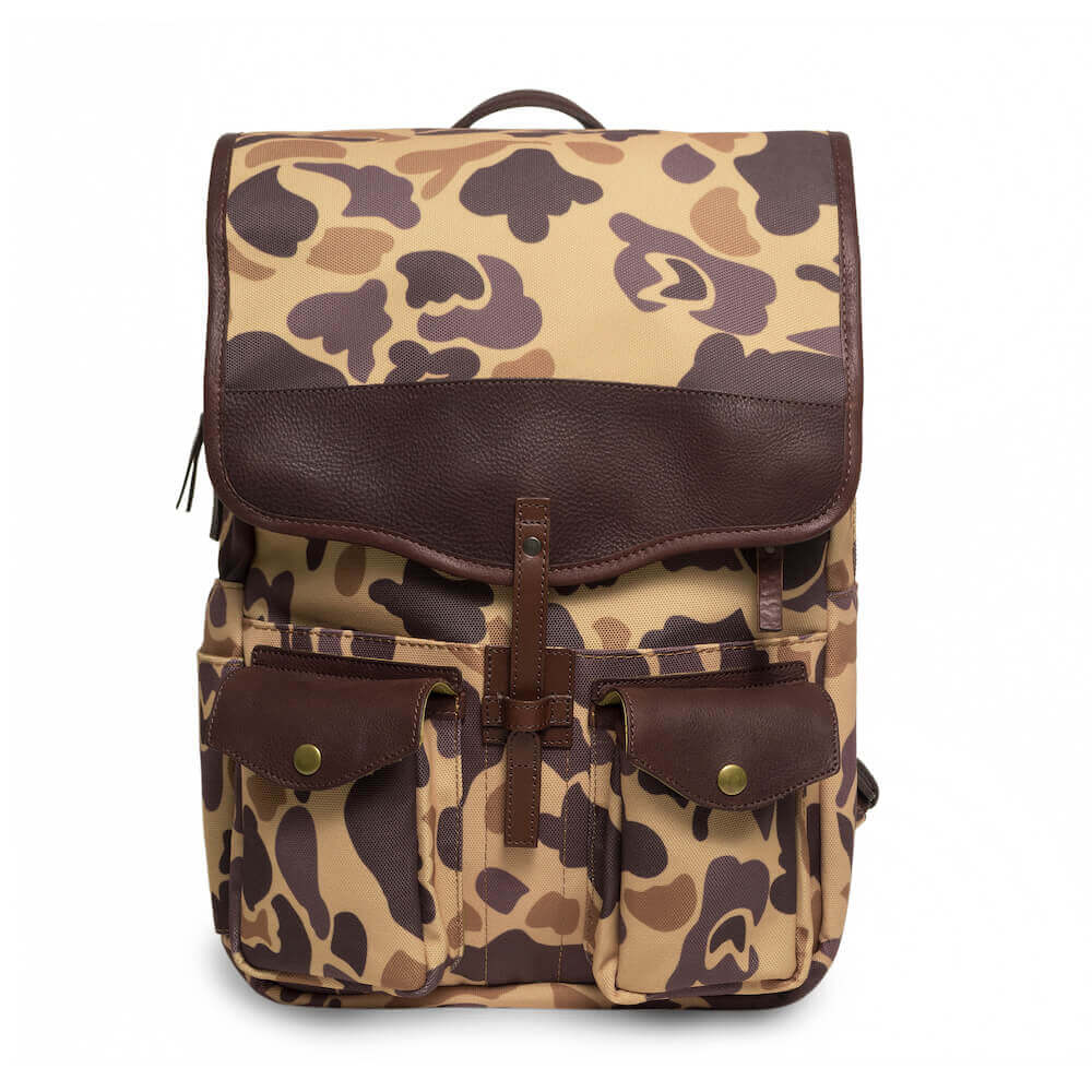 Campaign Waxed Canvas Leather Backpack-Bags > Backpack > Waxed Canvas-Smoke-Vintage Camo-Mission Mercantile Leather Goods