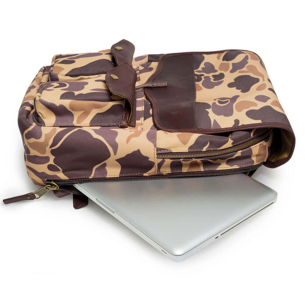 Campaign Waxed Canvas Leather Backpack-Bags > Backpack > Waxed Canvas-Smoke-Vintage Camo-Mission Mercantile Leather Goods
