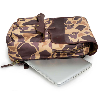 Campaign Waxed Canvas Leather Backpack-Bags > Backpack > Waxed Canvas-Smoke-Vintage Camo-Mission Mercantile Leather Goods